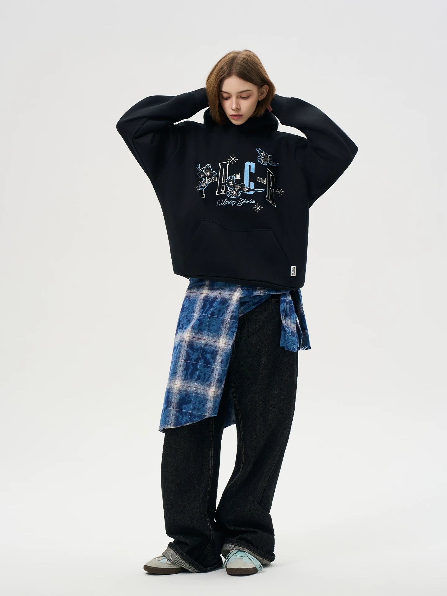 HACR Xiaoxiangfeng Patch Cloth Bead Embroidered Hooded Sweater