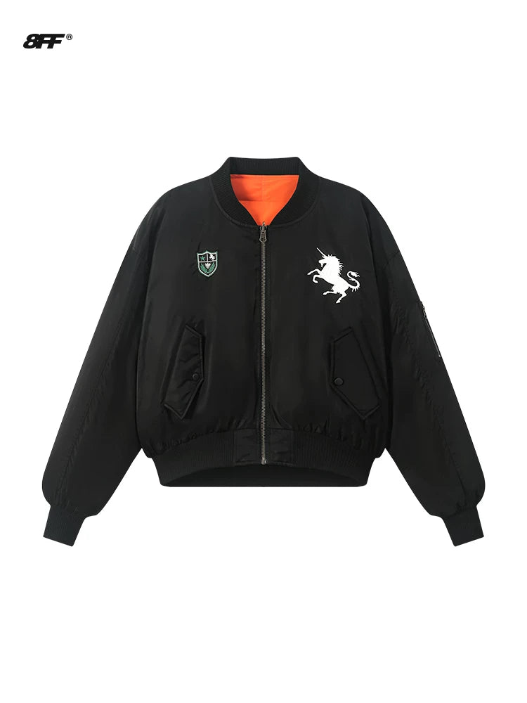 8Ff War Horse Embroidered Warm Cotton-padded Coat