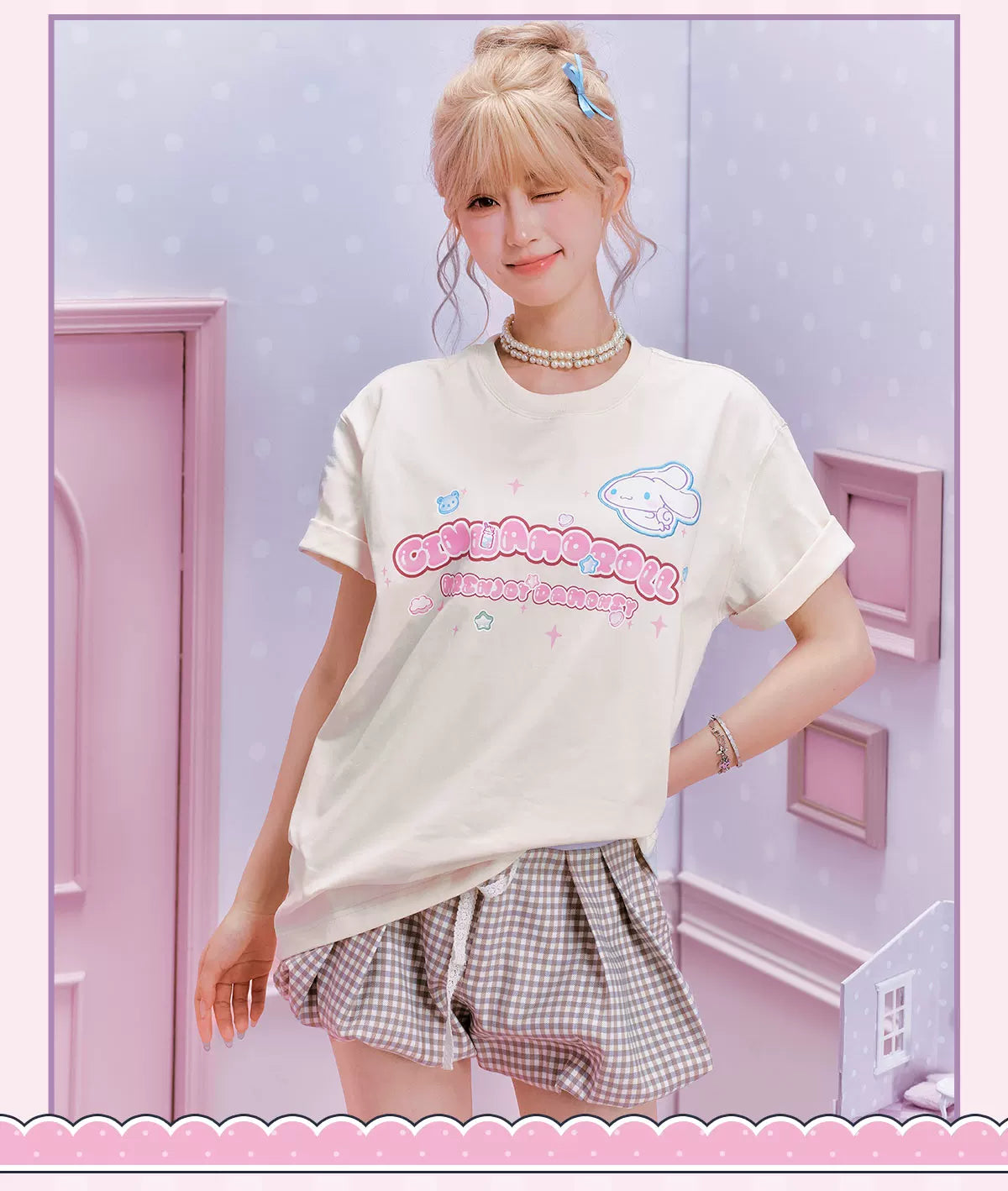 MEDM Cute Print Casual Round Neck Tee