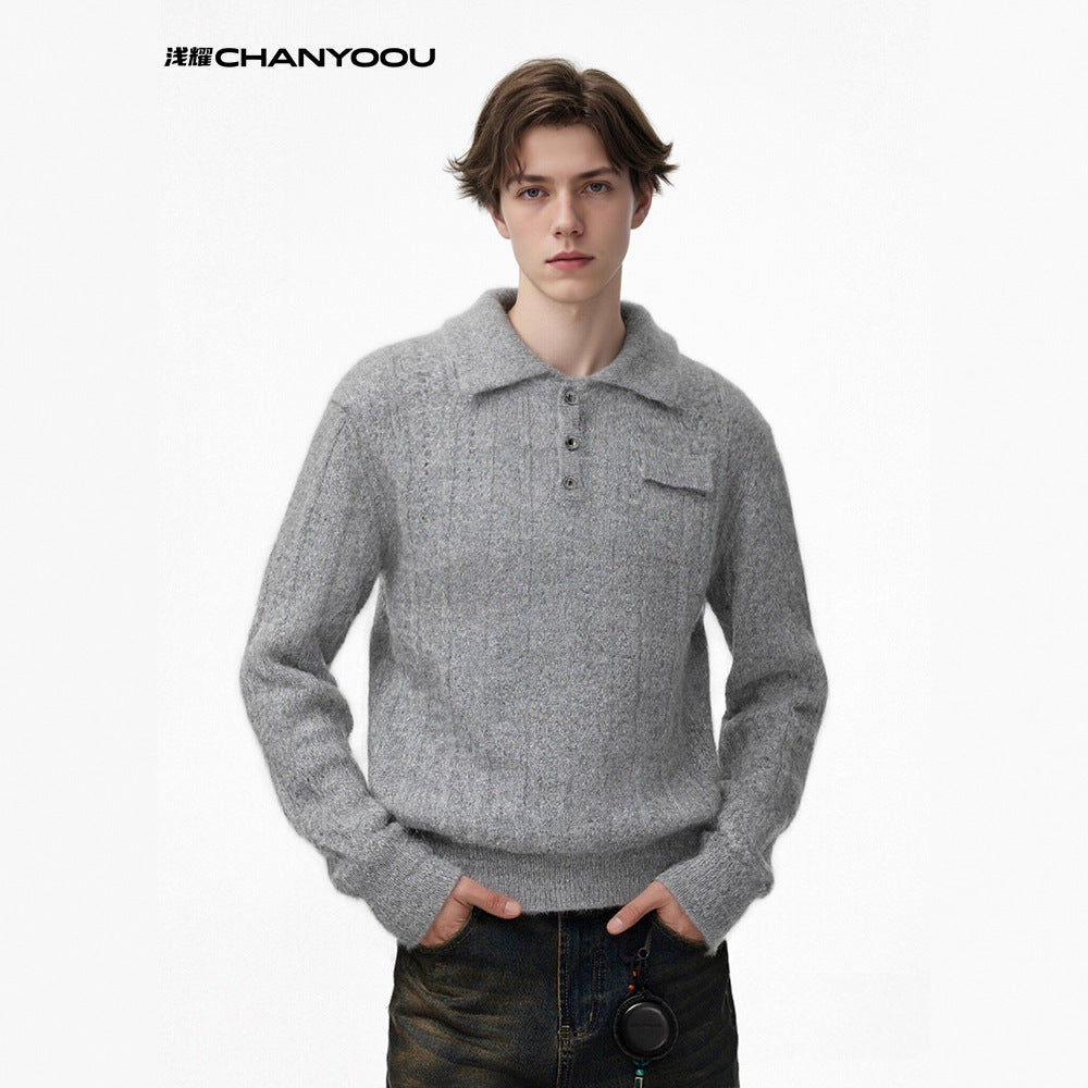 CHANYOOU Vintage Henry Neck Hollow-out Knitted Sweater