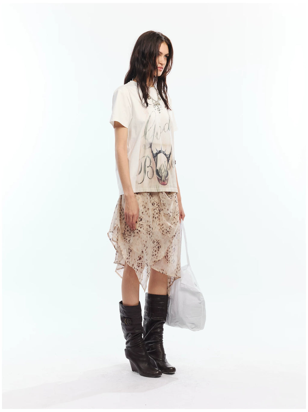 2th Desire Crew Neck Shoulder Casual Tee