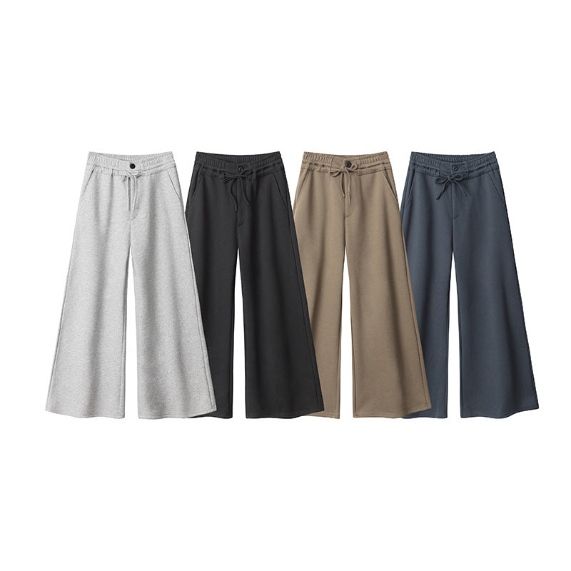 Nariele Mopping Sports Elastic Wide Leg Straight Pants