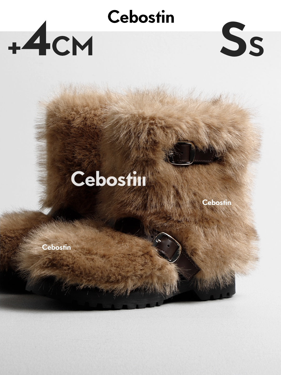 Cebostin Heightening Imitation Mink Hair Piled Boots