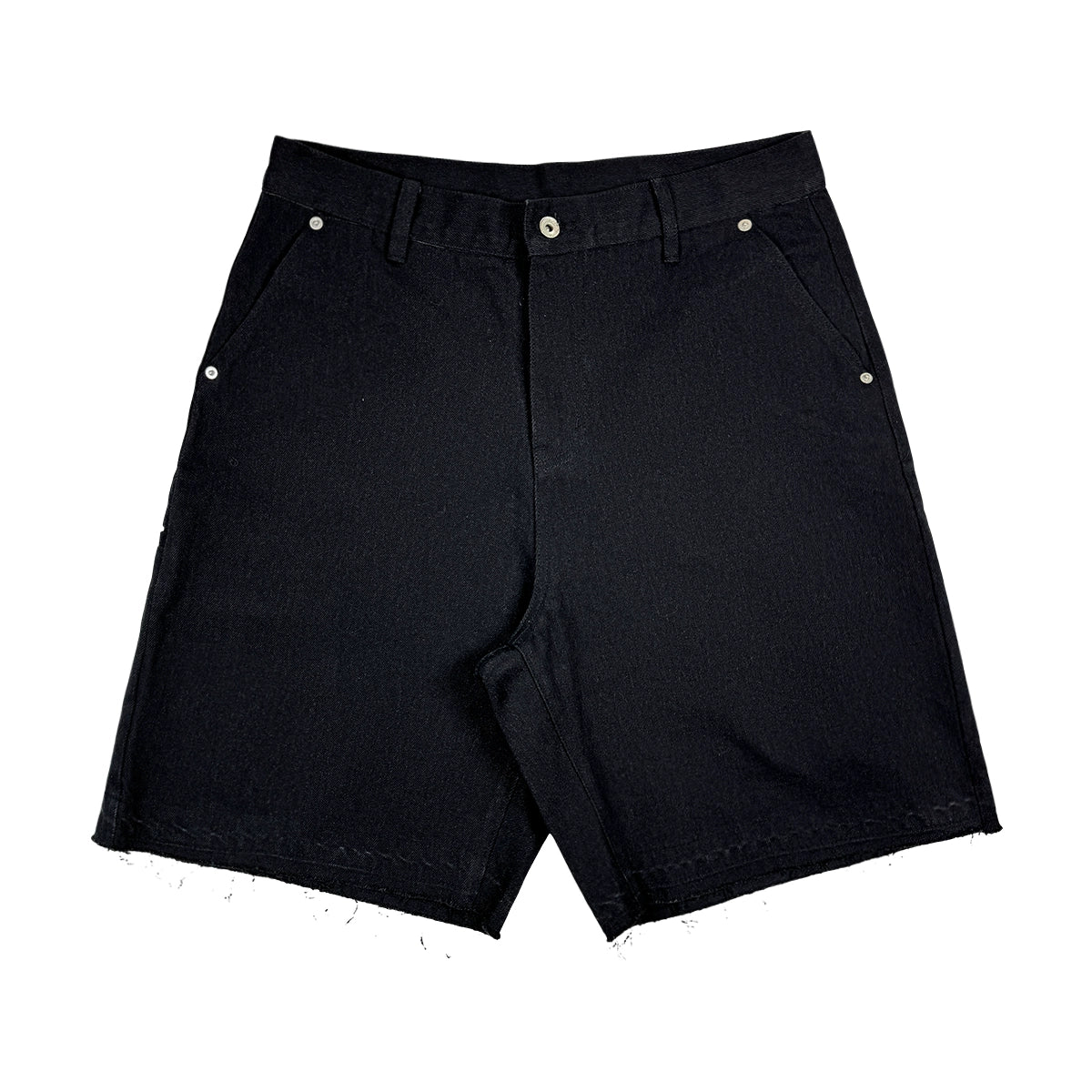 ComicTree washed black loose edge 7 points denim shorts