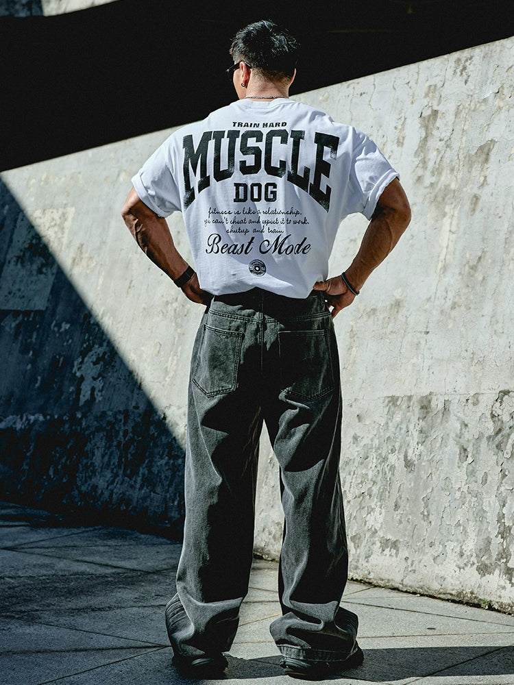 Muscledog Merican Printed Loose Casual Fitness Clothing
