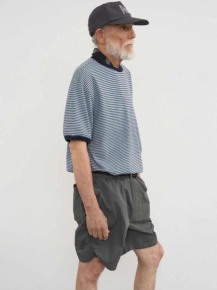 PARTIMENTO Korean Neutral Loose Striped Tee