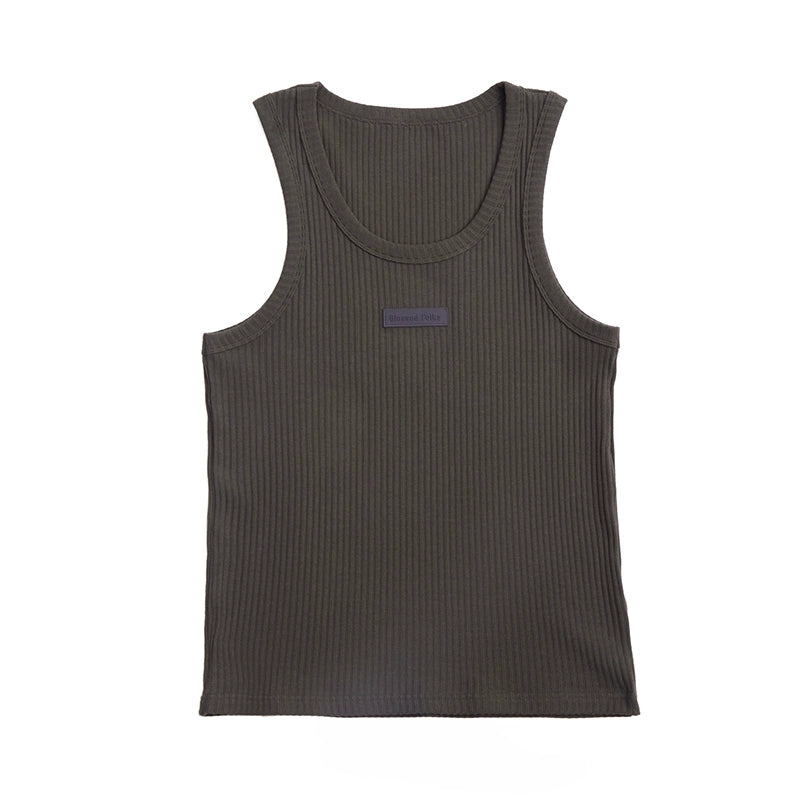 Blessed Folks Cotton Label Logo Elastic Ribbed Vest