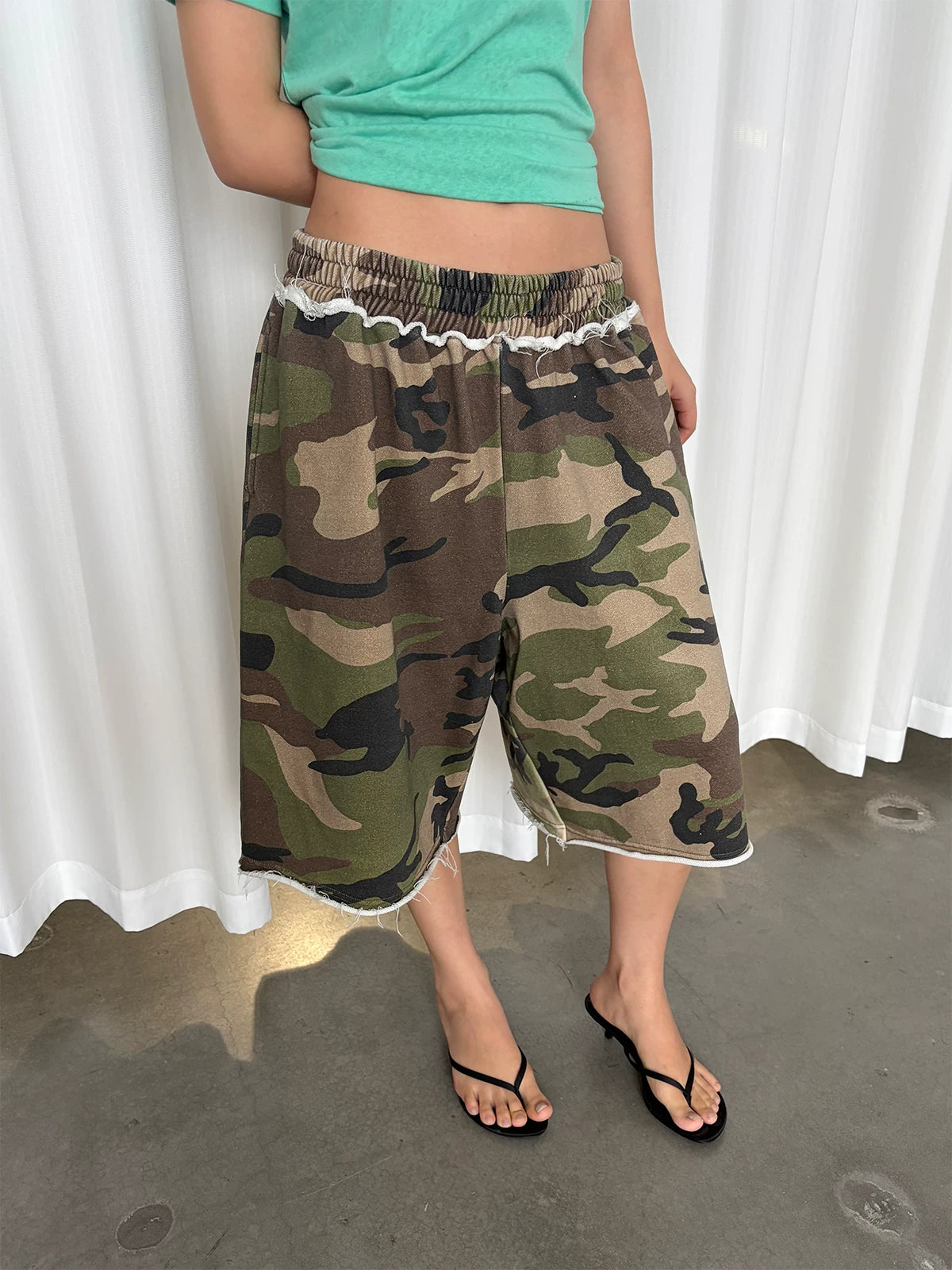 InsGale Camouflage Slack Cropped Shorts