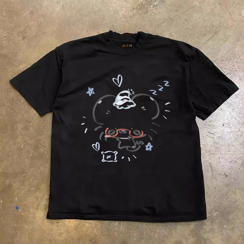 UPUPXIA  Simple Round Neck Casual Tee