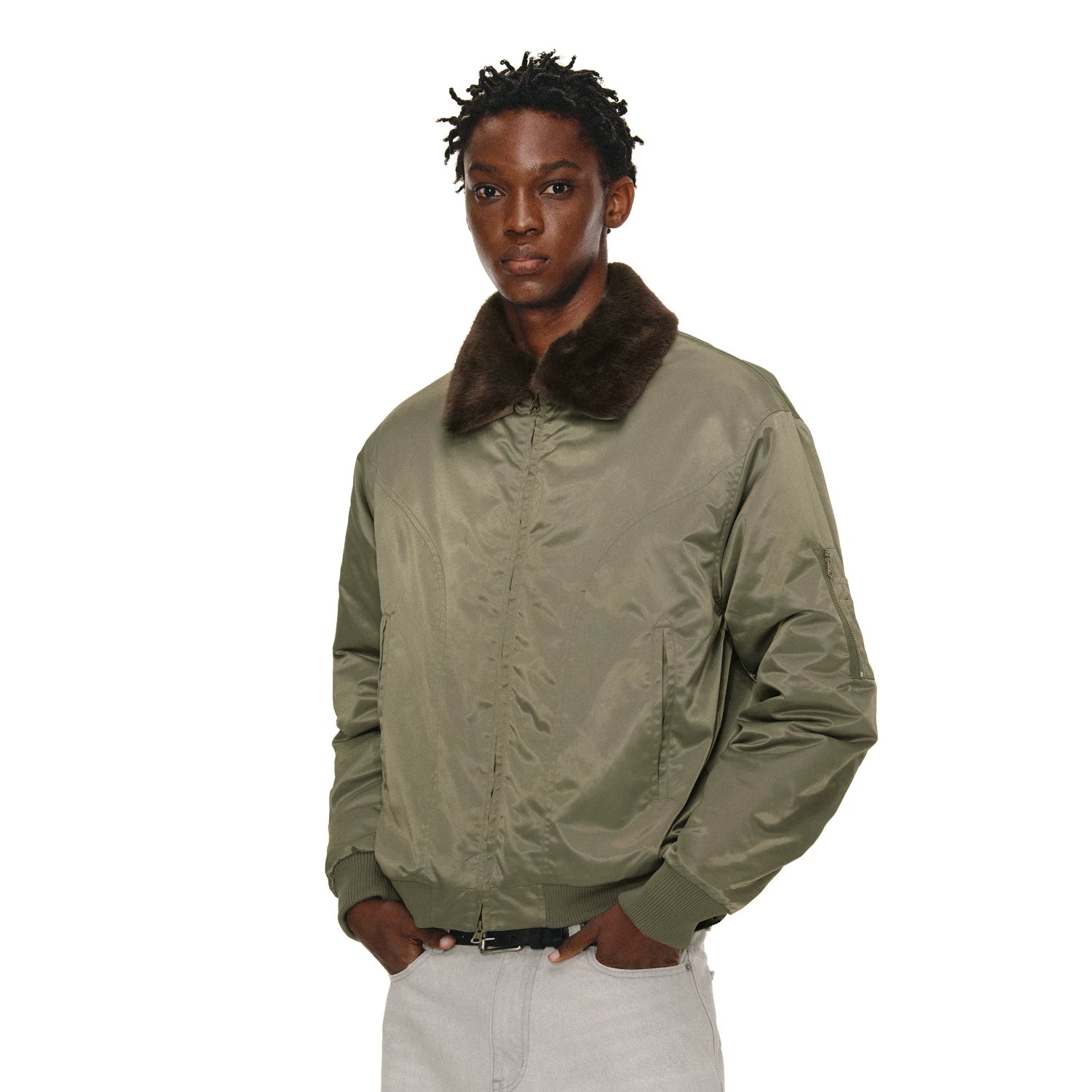"Contrasting fur collar" bomber jacket NONRADICAL