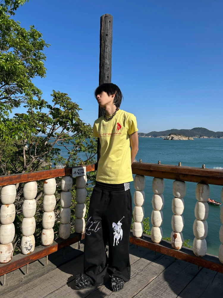 CHAI Horse Standard Embroidery Double-sided Wear Loose Sweatpants