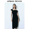 URBAN REVIVO Glamour Off-the-shoulder Pleated Waist Dress