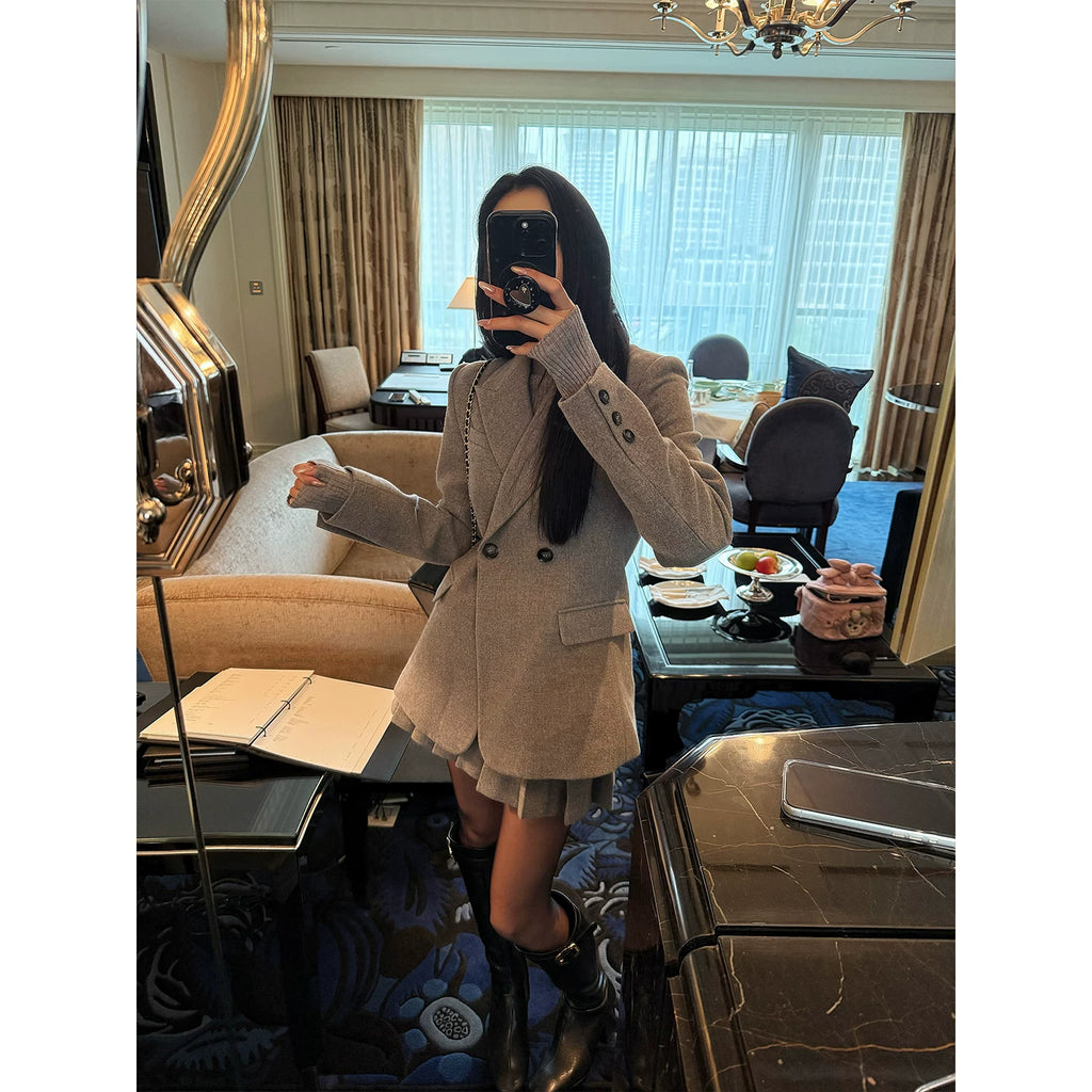 YOUNG KYLIN Pleated Skirt Blazer