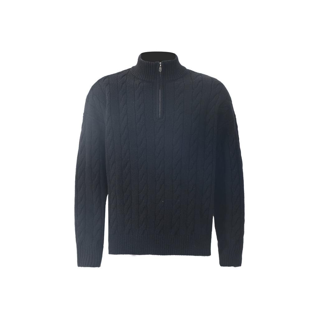 ZOZOFOREST Twist Pattern Thick Needle Half Zipper Sweater