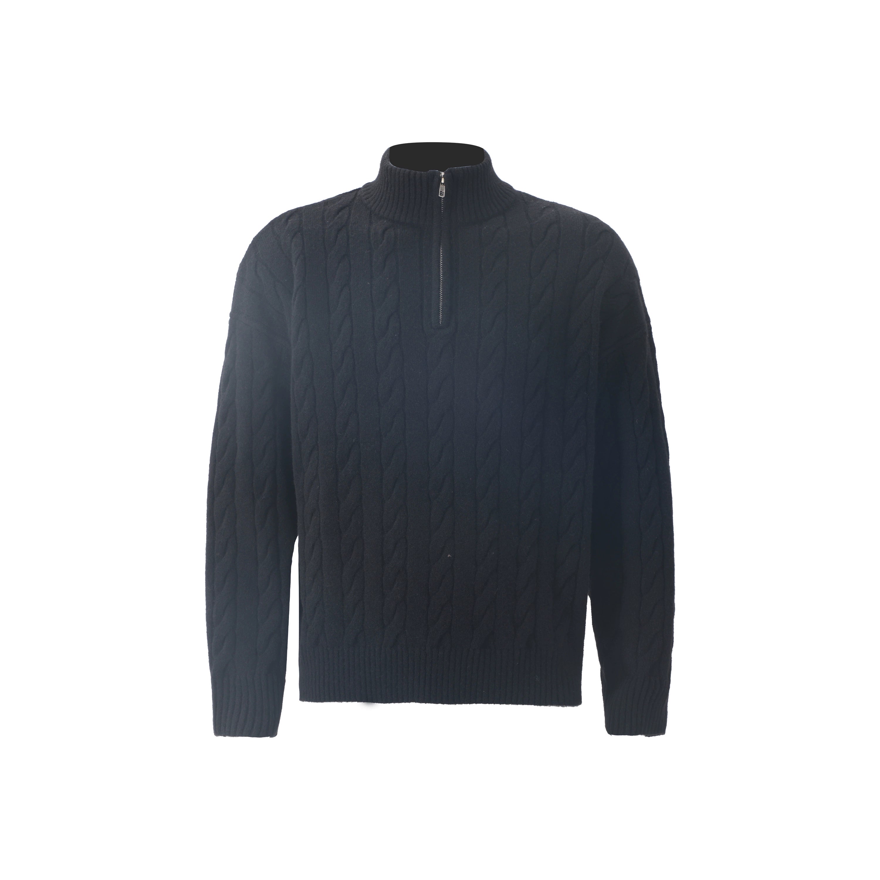 ZOZOFOREST Twist Pattern Thick Needle Half Zipper Sweater
