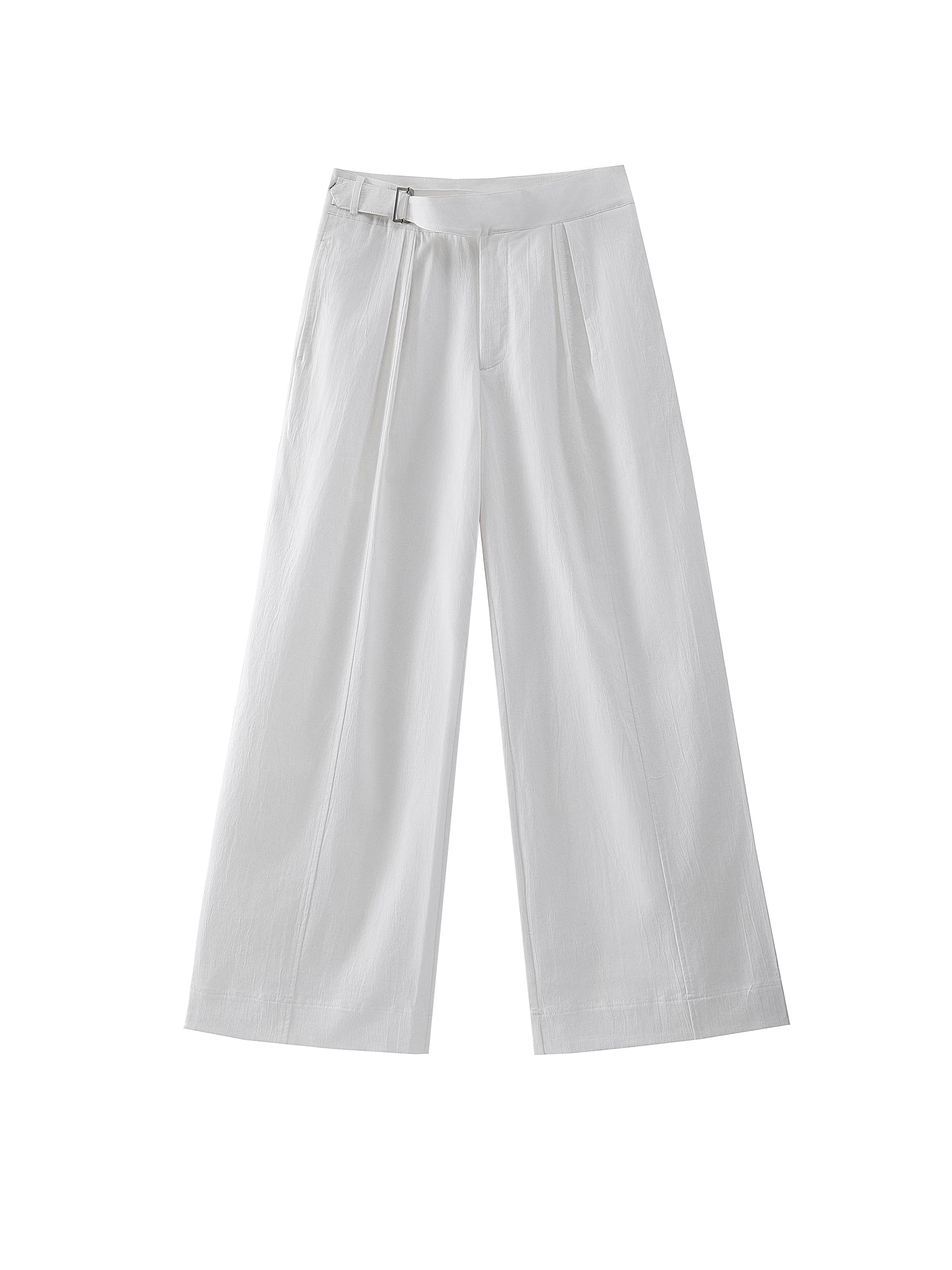 COLN Belt Straight Loose Casual Pants