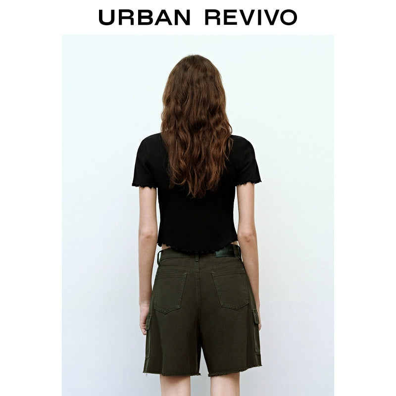 URBAN REVIVO Fungus-edged Double-zip Open Shirt
