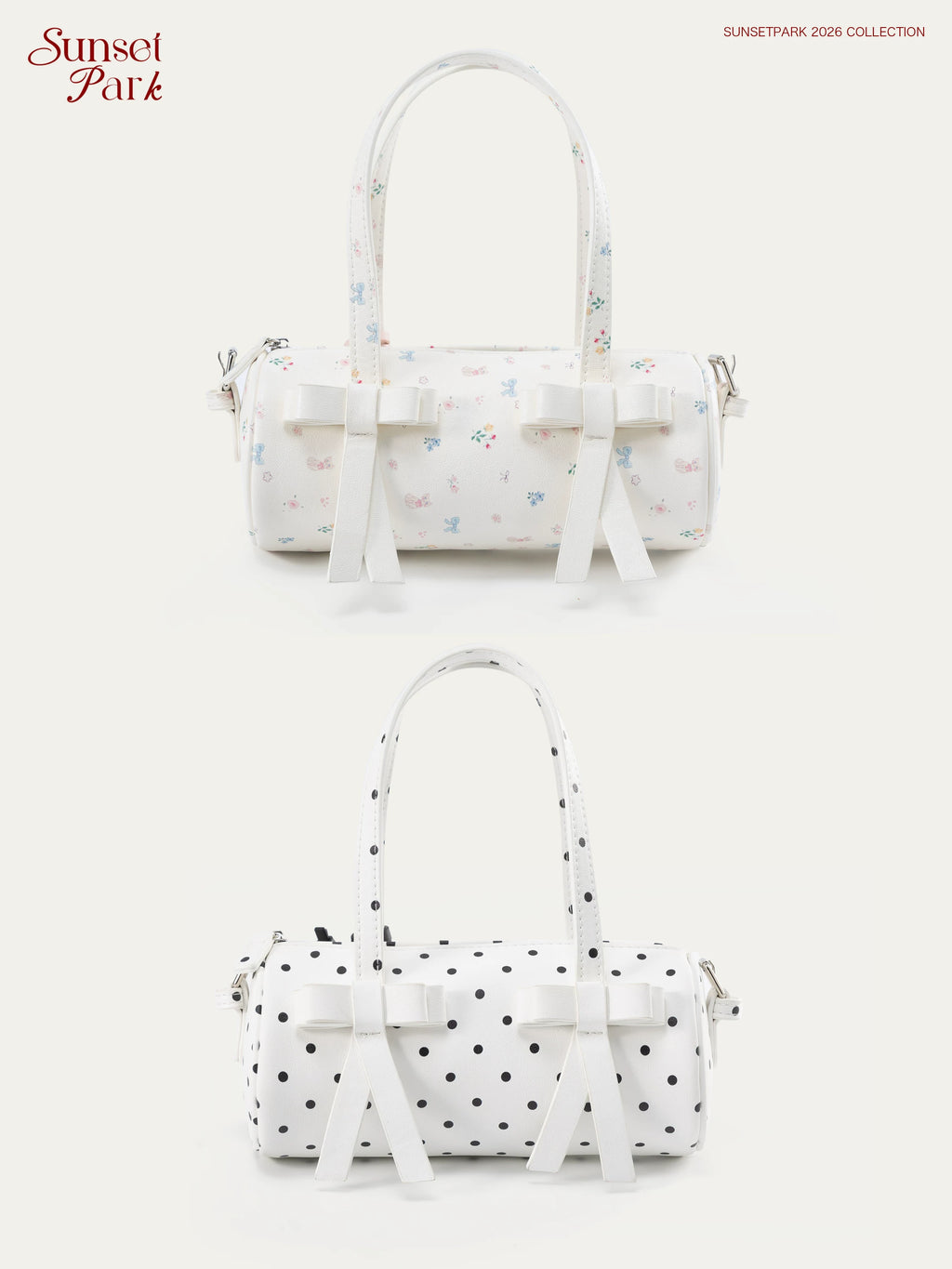 SunsetPark Bow Polka Dot Floral Tote Bag