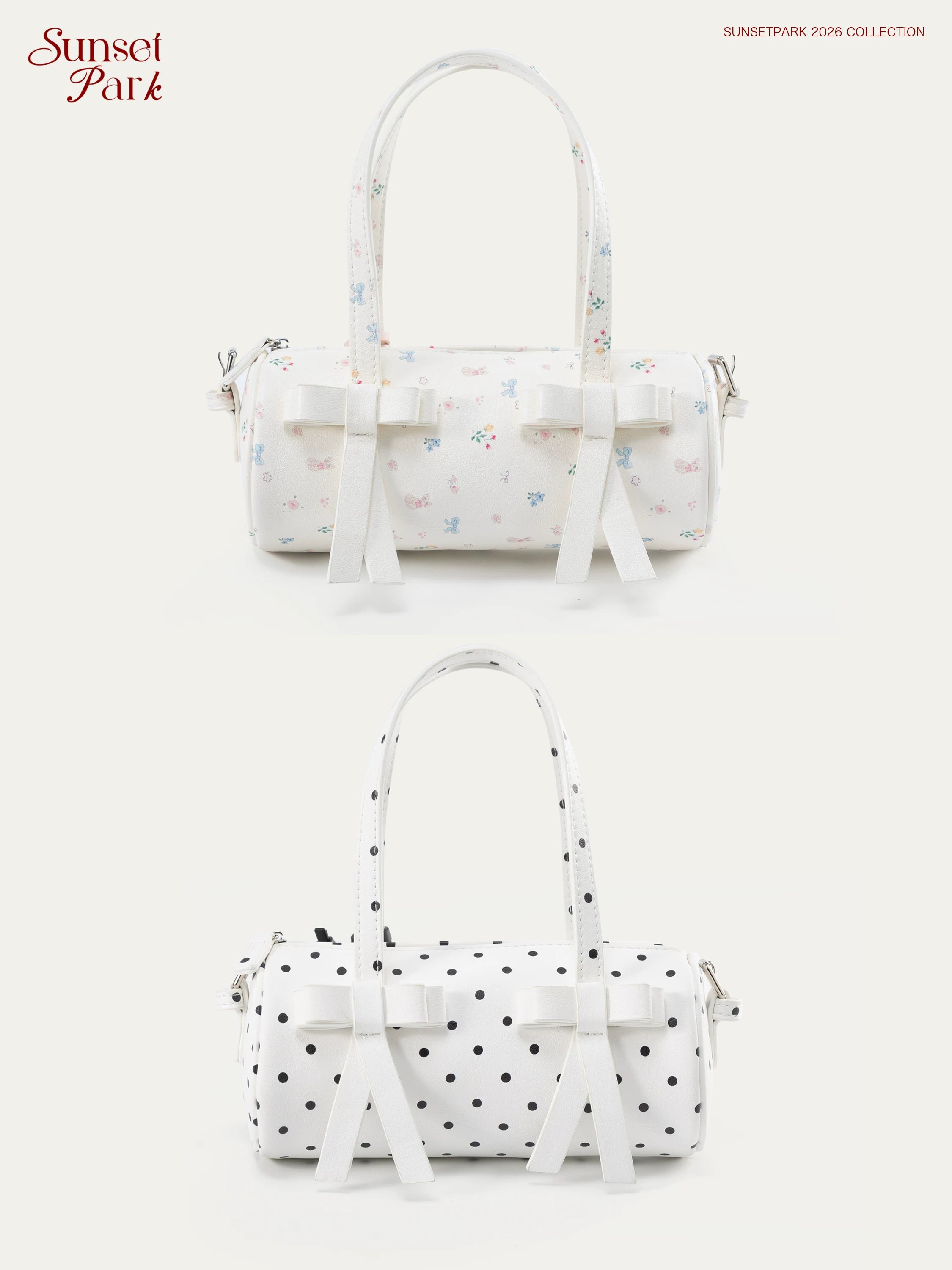 SunsetPark Bow Polka Dot Floral Tote Bag