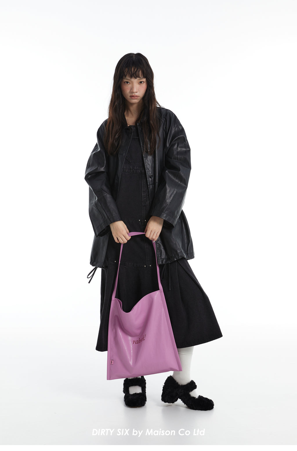 DirtySix "rahrah!" contrasting embroidery thread leather tote bag