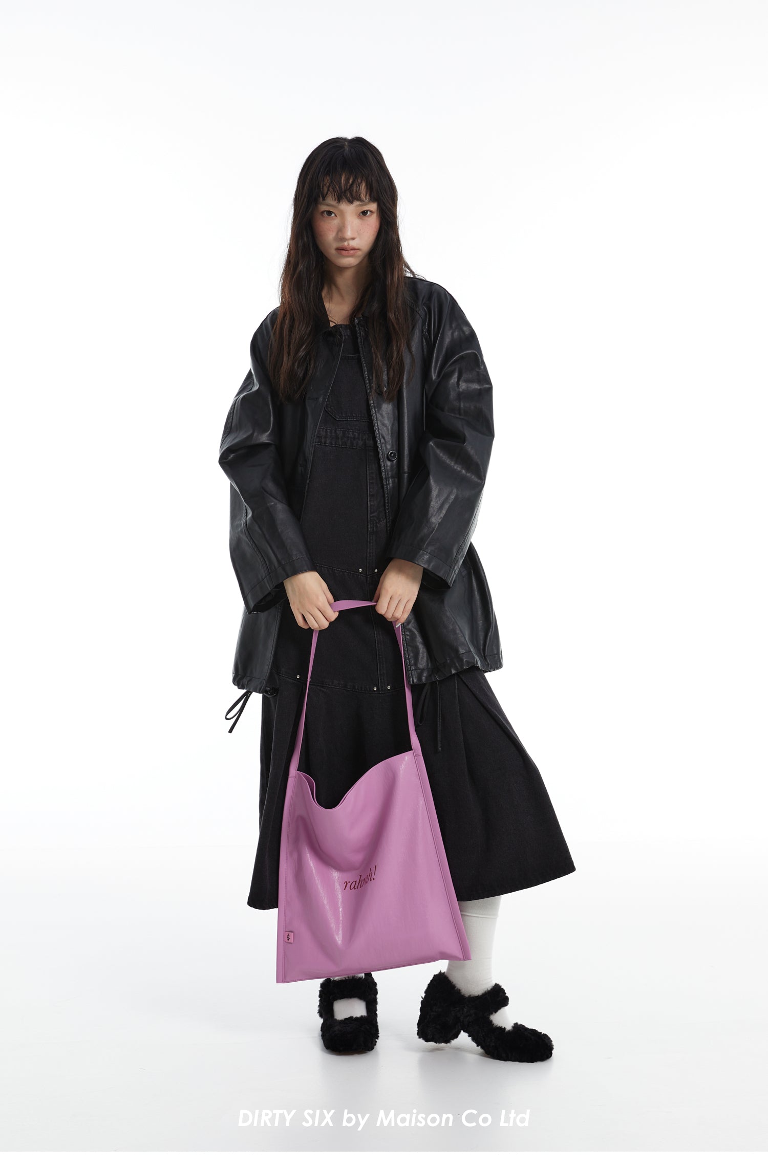 DirtySix "rahrah!" contrasting embroidery thread leather tote bag