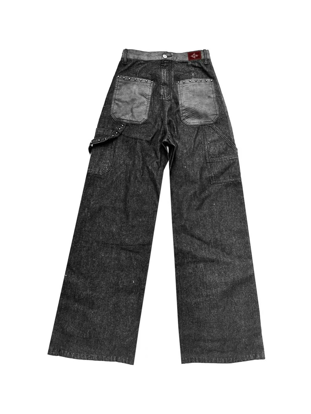 DETW Snake Pattern Original Cow Splicing Printed Denim Trousers
