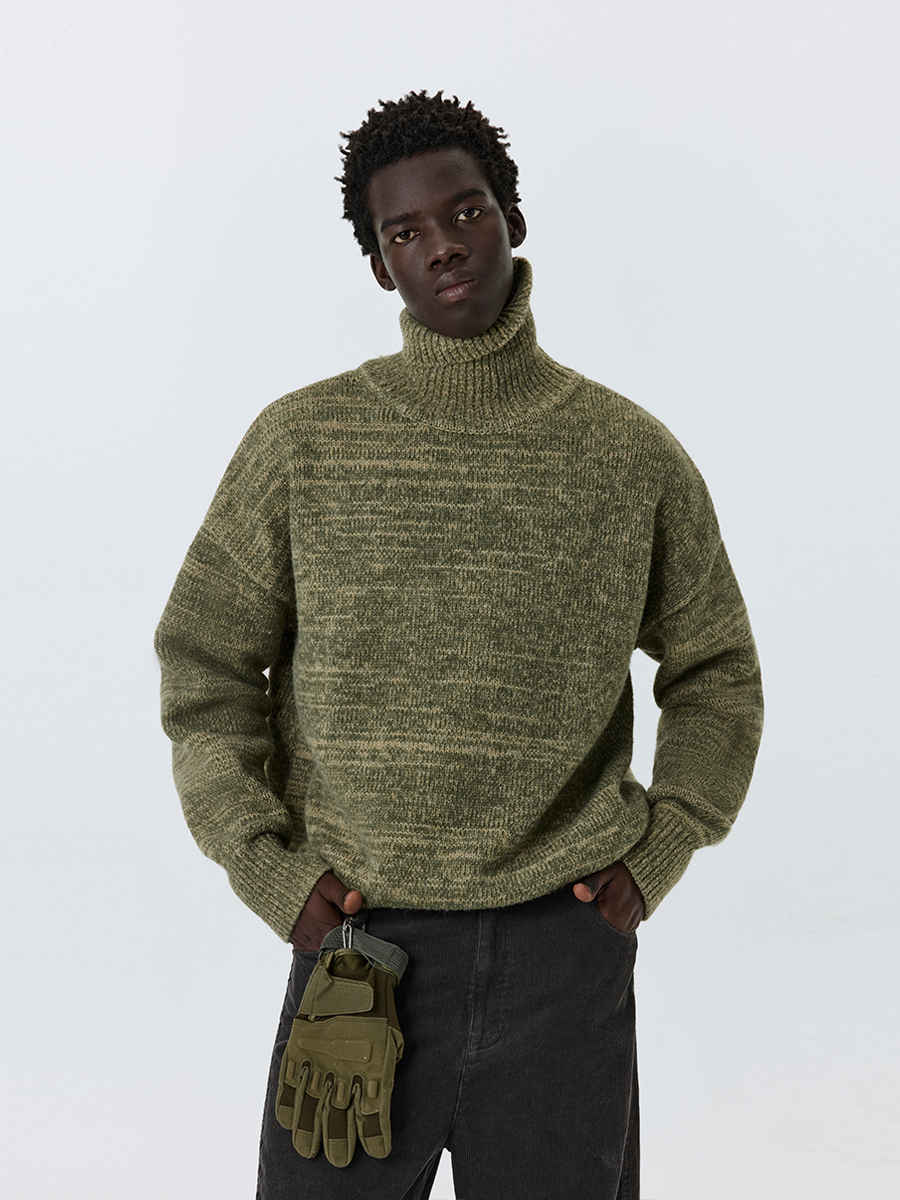 ATRY Retro Stand-up Collar Gradual Change Sweater