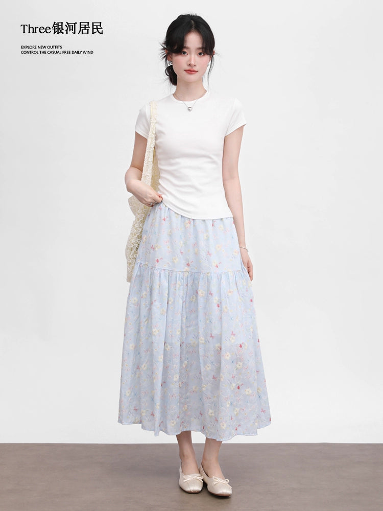 Three High Waist Thin Floral Skirts