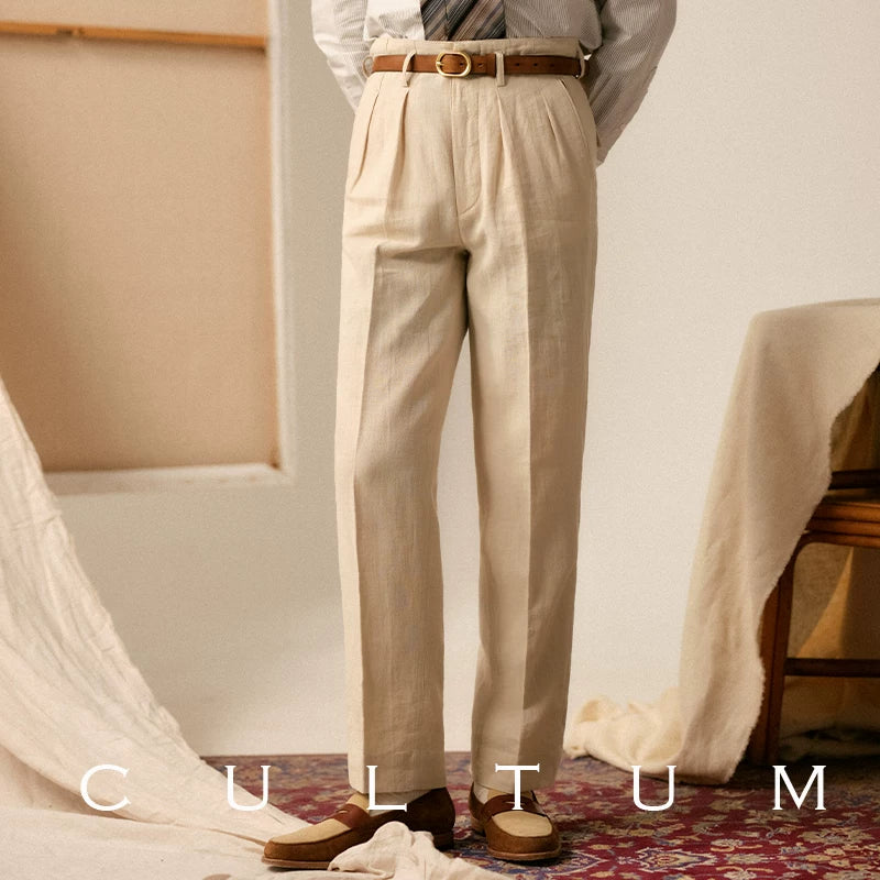 CULTUM Vintage High Waist Casual Light Suit Pants