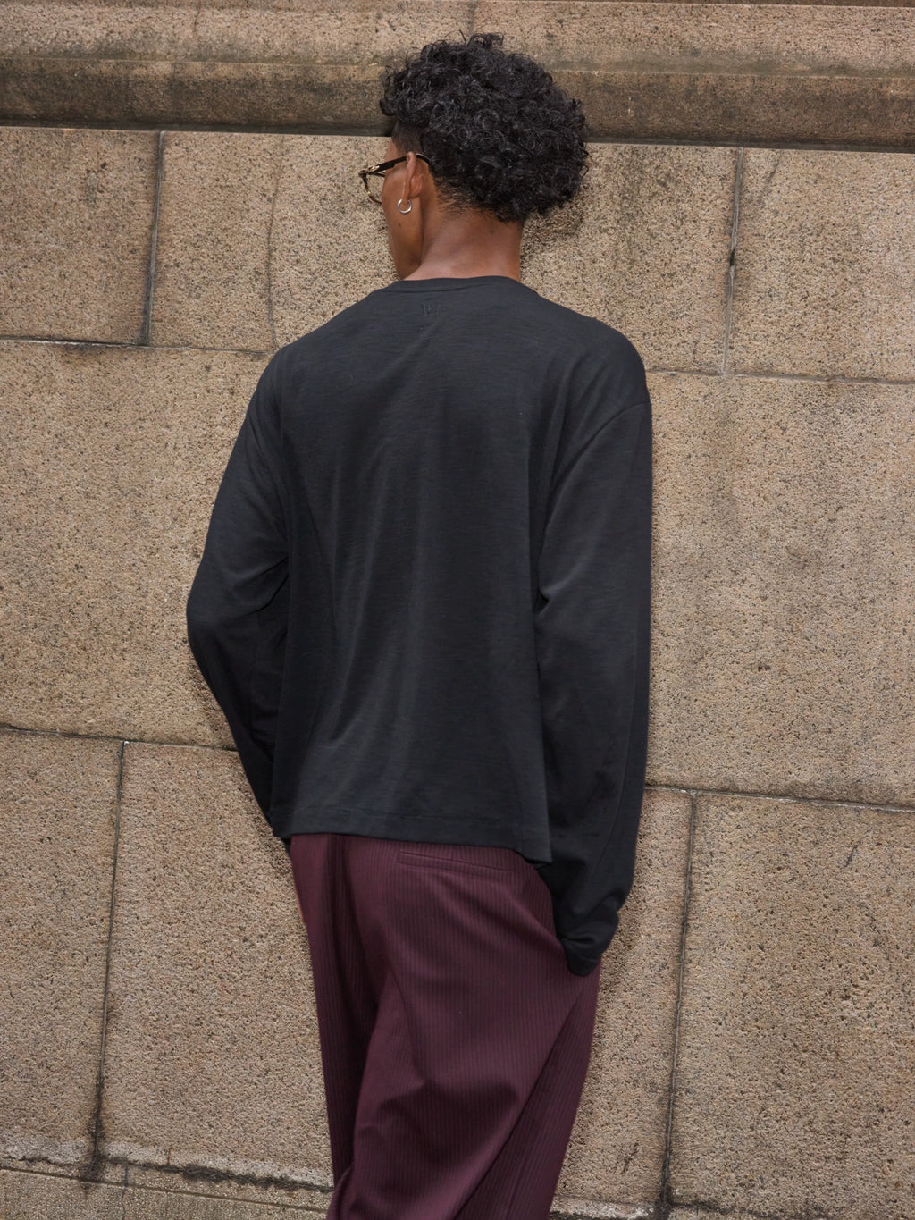 VLABMADE Vintage Embroidery Single Stitch Crew Neck Long Sleeve
