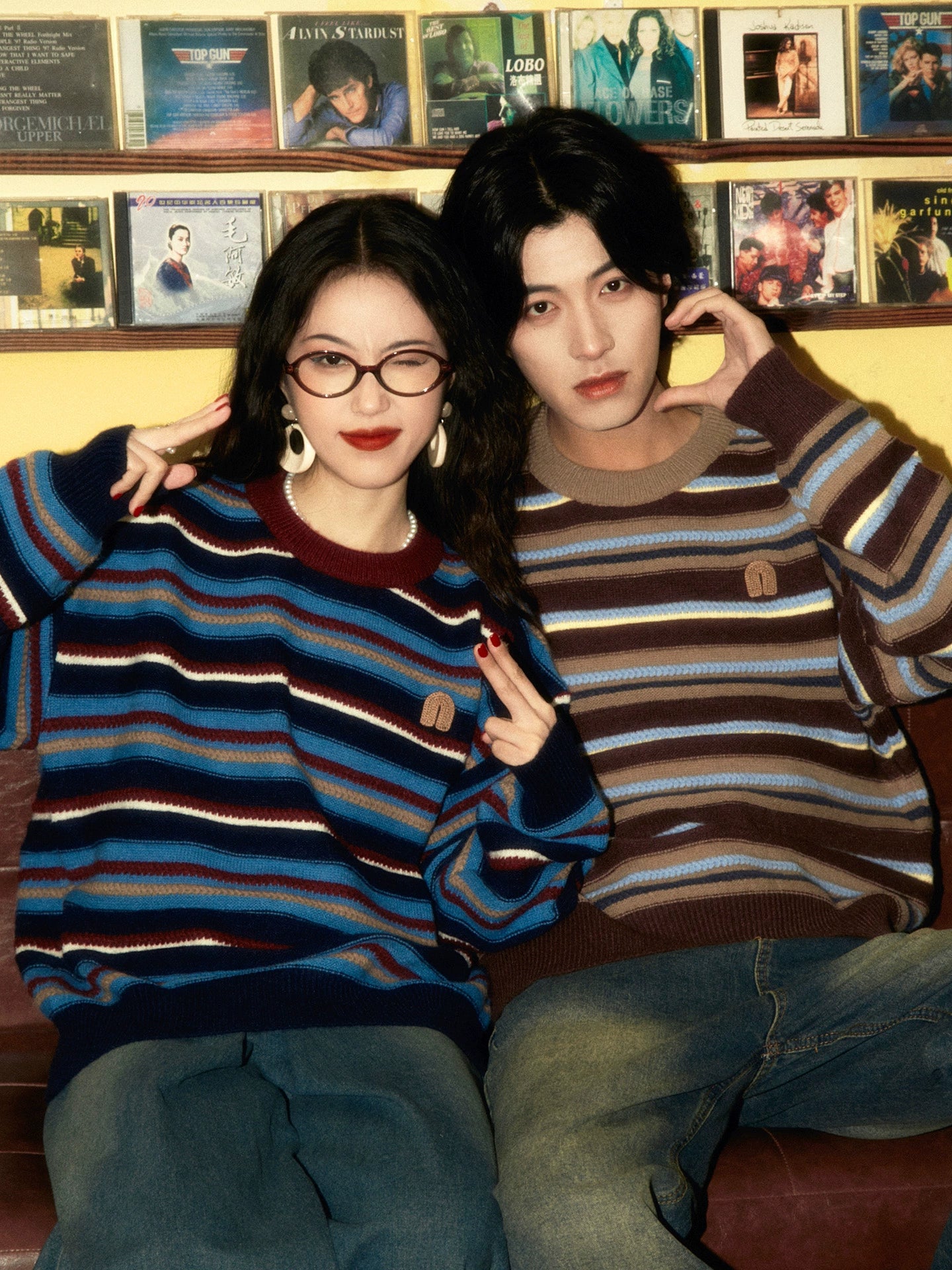 ALOHA Retro Hong Kong Style Lazy Japanese Striped Sweater