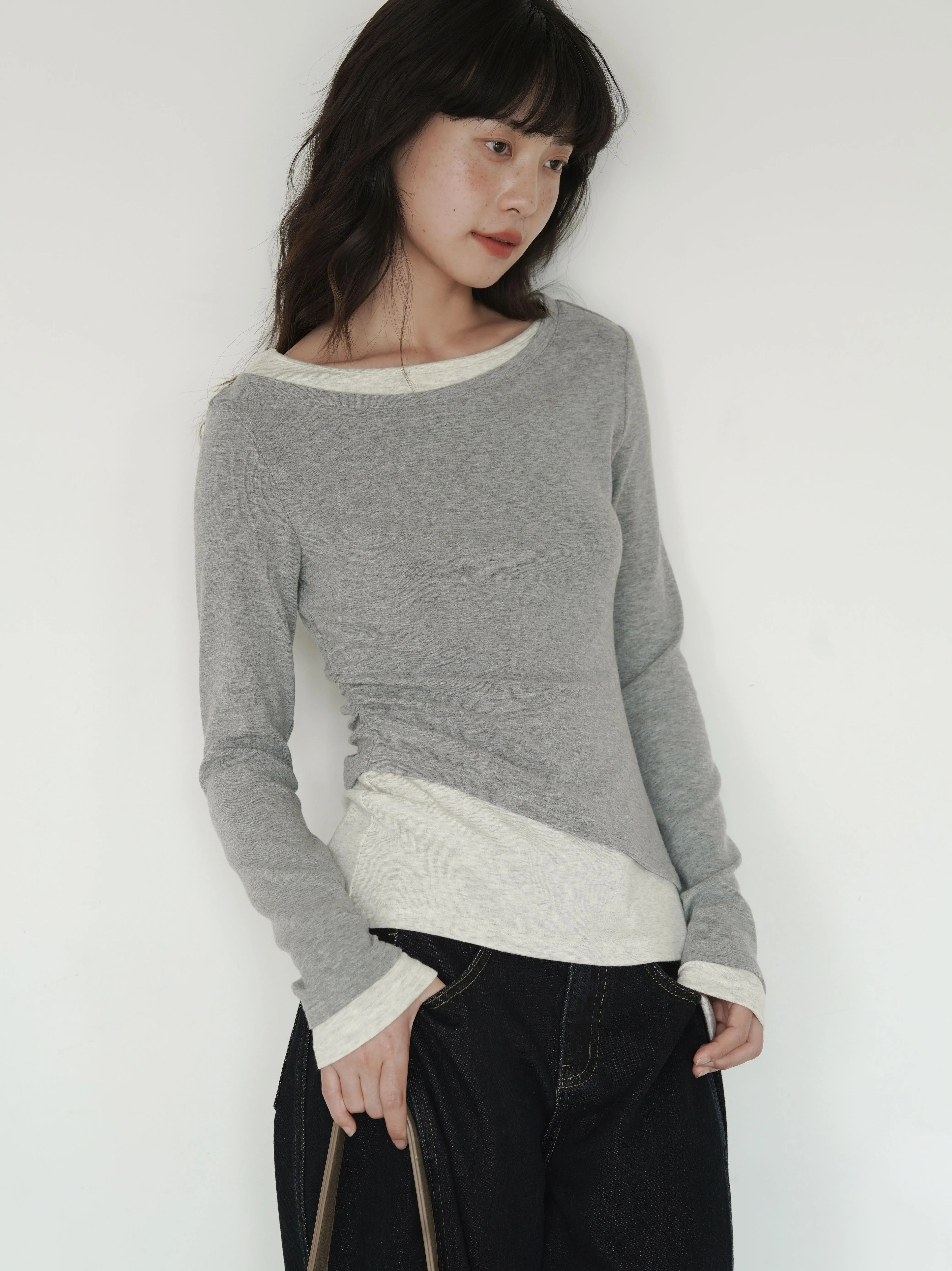 EIGHTHMONTH Fake Two Pieces Thin Contrasting Long Sleeves