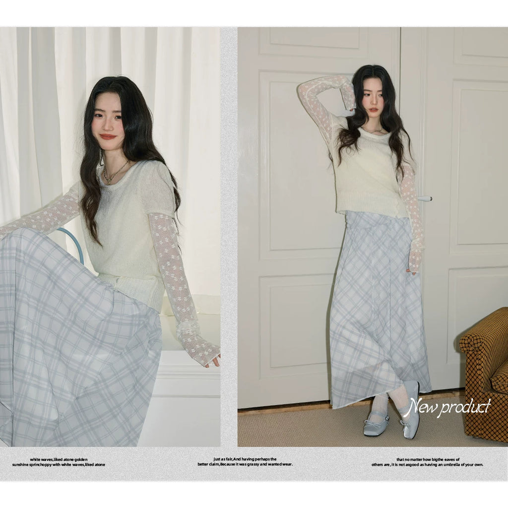 XUJING Crew Neck Hollow Knitting Tee