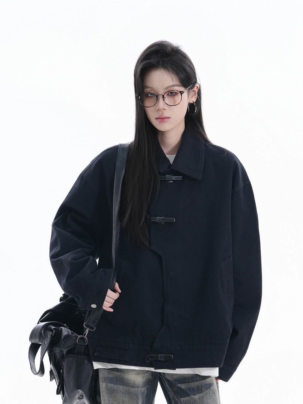 Zuocisankon High Texture New Personality Buckle Lapel Jacket