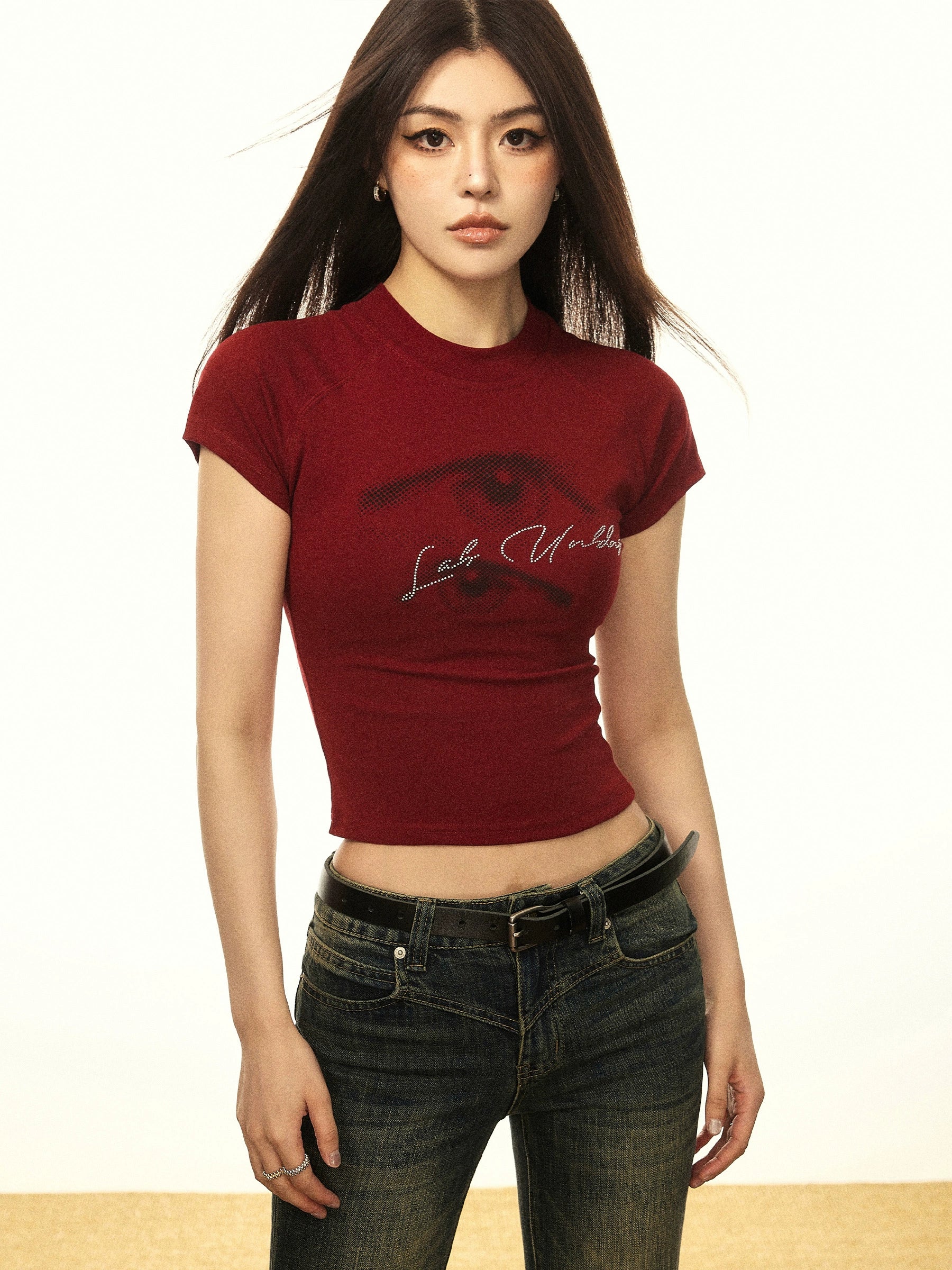 AAISUP Chic Printed Slim-fit Short Tee