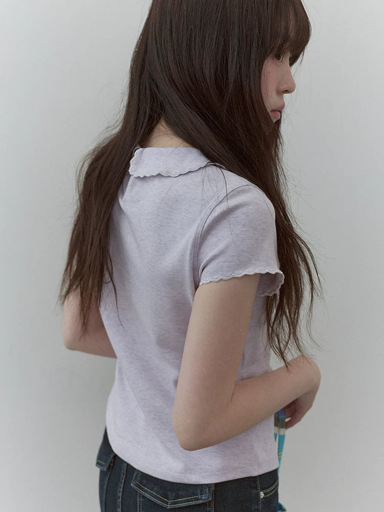 VOOE Fungus Lace Simple Casual Tee