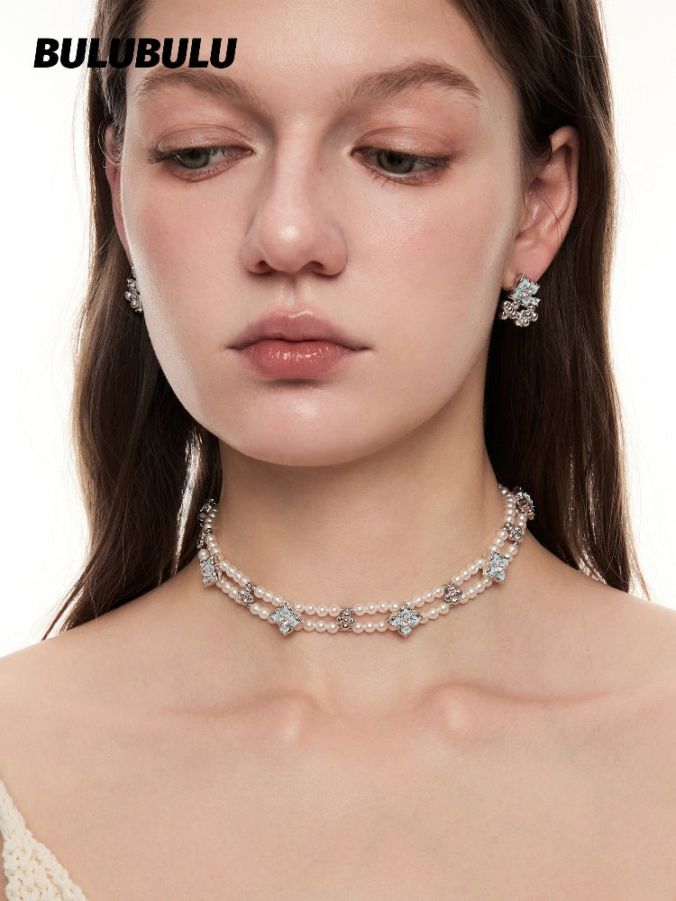 BULUBULU Flower Double Pearl Necklace