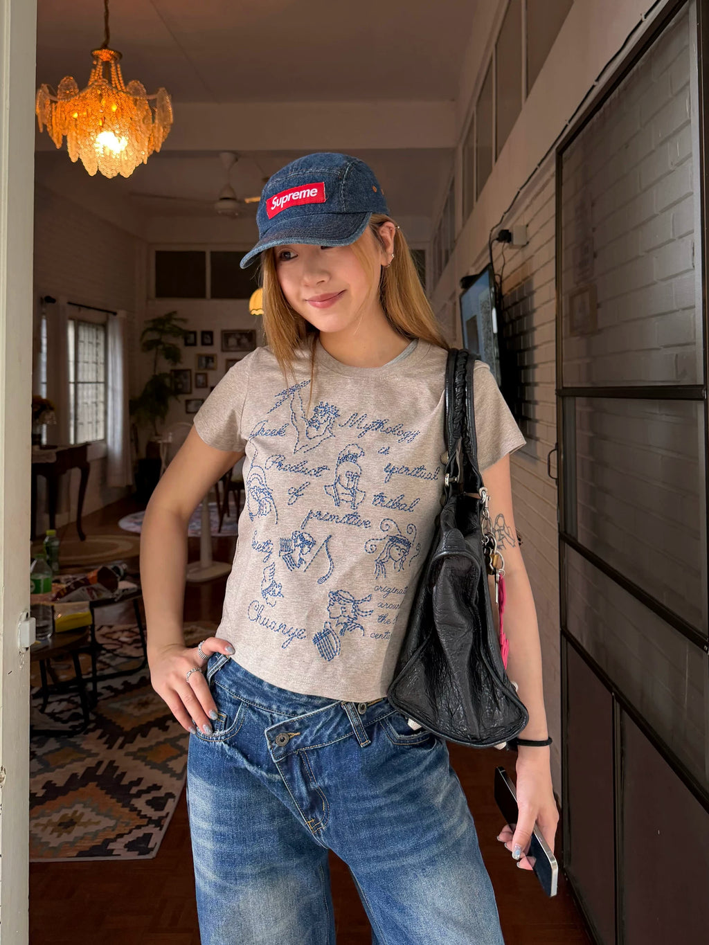CCYE Embroidered Shoulder Short Versatile Tee