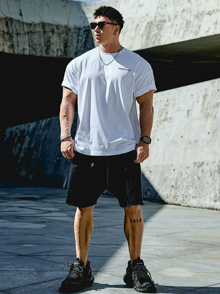 Muscle Dog American Print Loose Casual Tee