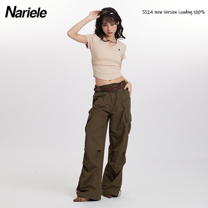Nariele American Vintage V-neck Hottie Pleated Tee