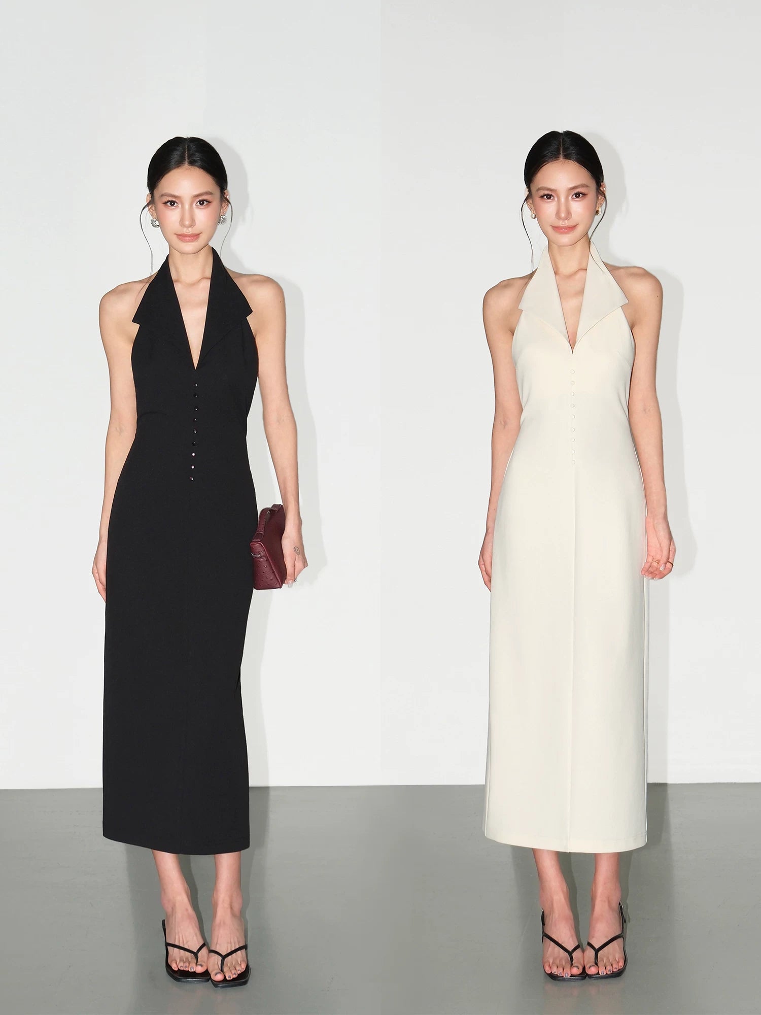NEVA HU Halter Collar Backless Dress