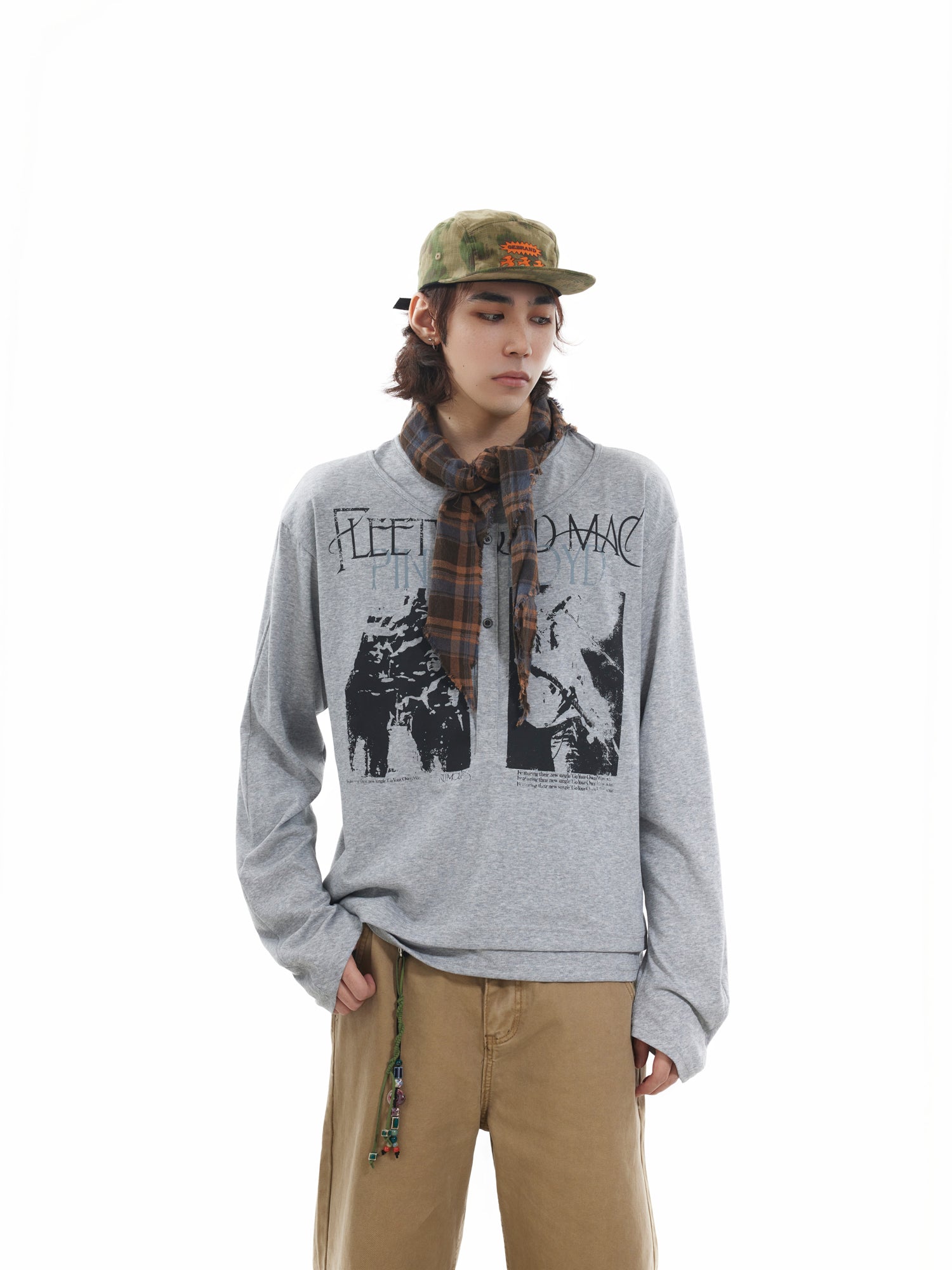 BTSG  fake two-piece scimitar long sleeve Tee