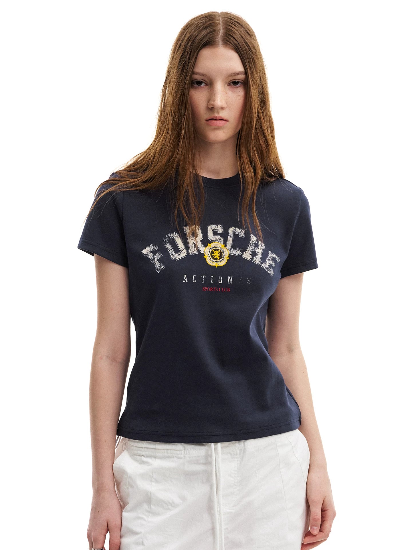 0123Start Retro Letter Print Crew Neck Tee
