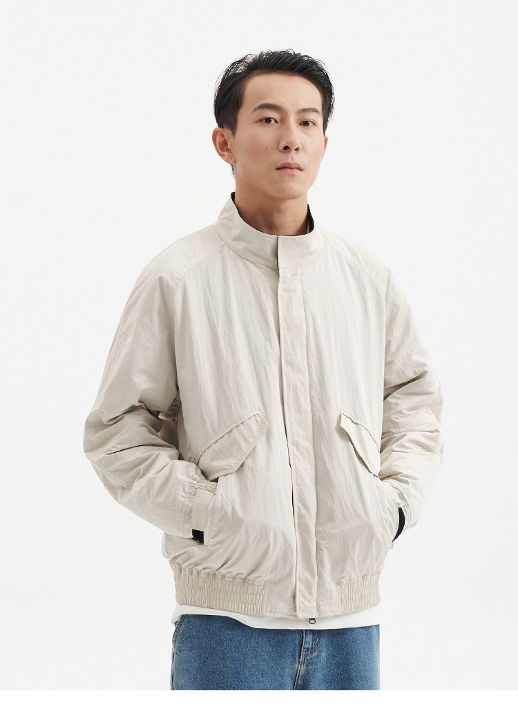 BUTTBILL Plaid Stand-up Collar Diagonal Pocket Retro Cotton Coat