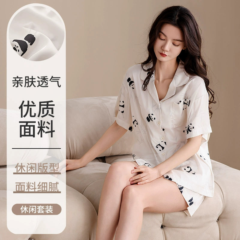 Urban Butterfly Ice Silk High-end Cute Loungewear Set