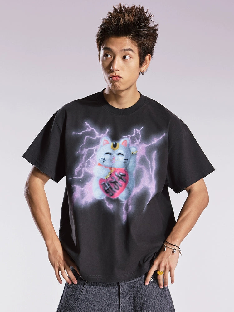 Remedy Thunderbolt Lucky Cat Loose Tee