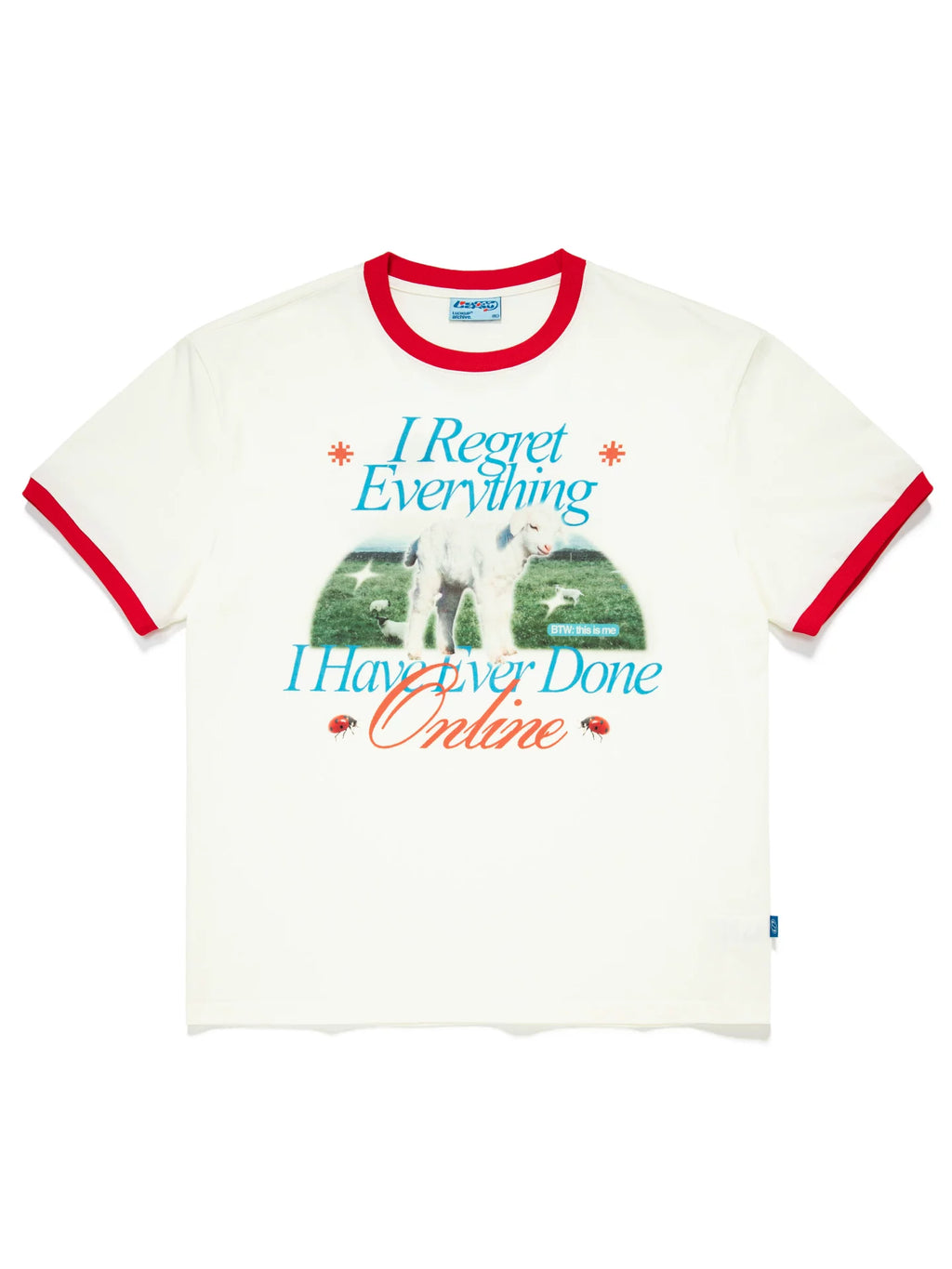 LUCKUP Contrasting Color Loose Printing Casual Tee