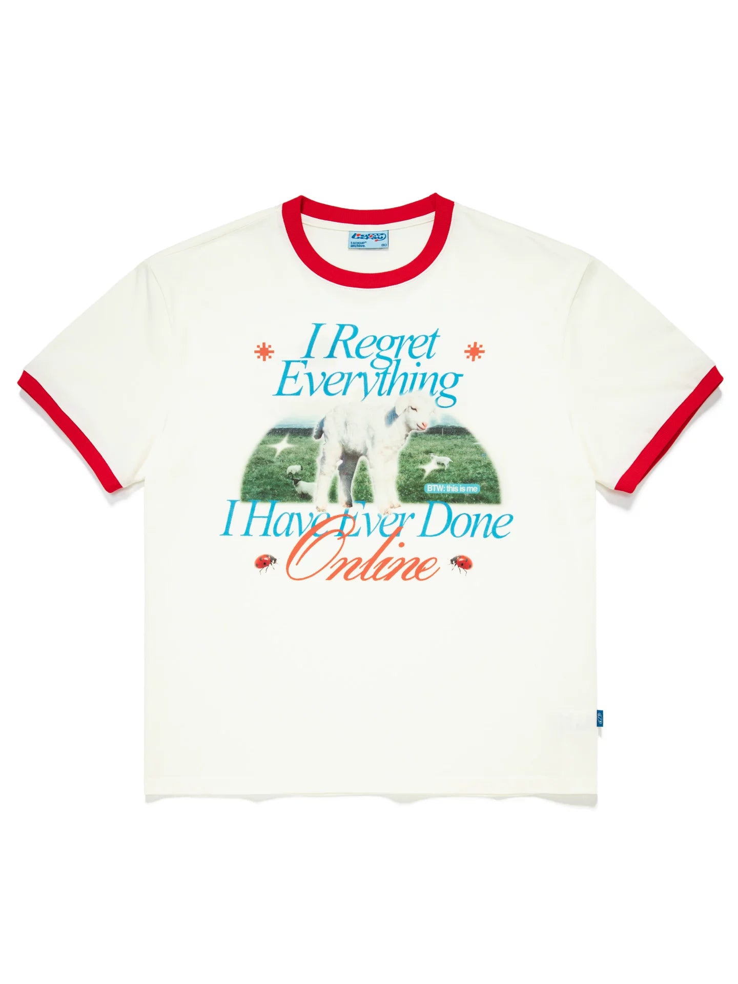 LUCKUP Contrasting Color Loose Printing Casual Tee