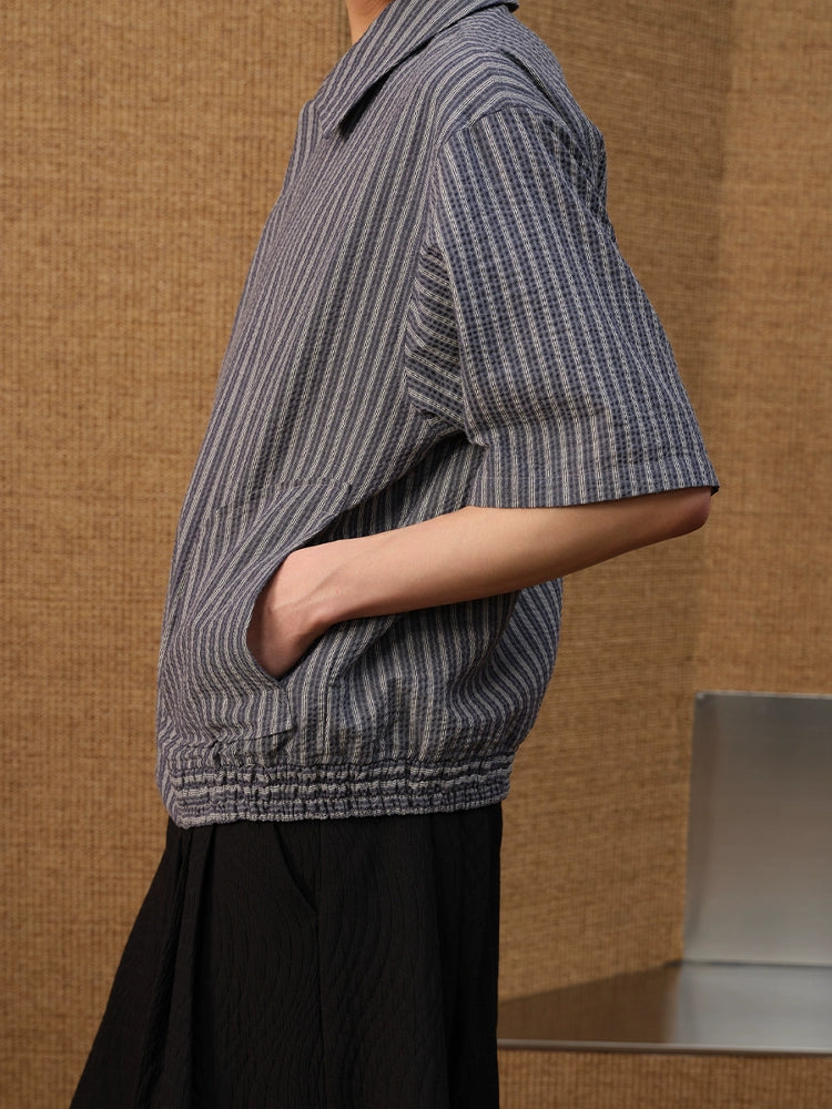 JCAESAR SHIRT Bubble Pleated Arc Shirt