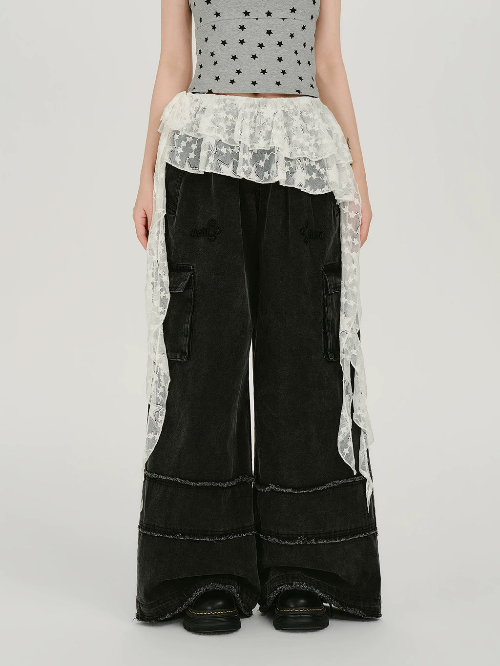 Girlyhalo Vintage Beveled Edge Lace Versatile Butt Curtain